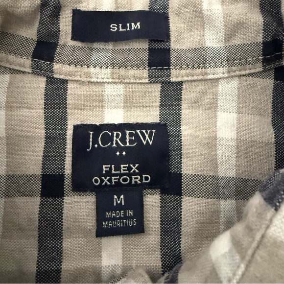 J Crew Flex Oxford Shirt Mens Sz M Gray Slim Fit Plaid Check Button Down Preppy - Picture 7 of 11